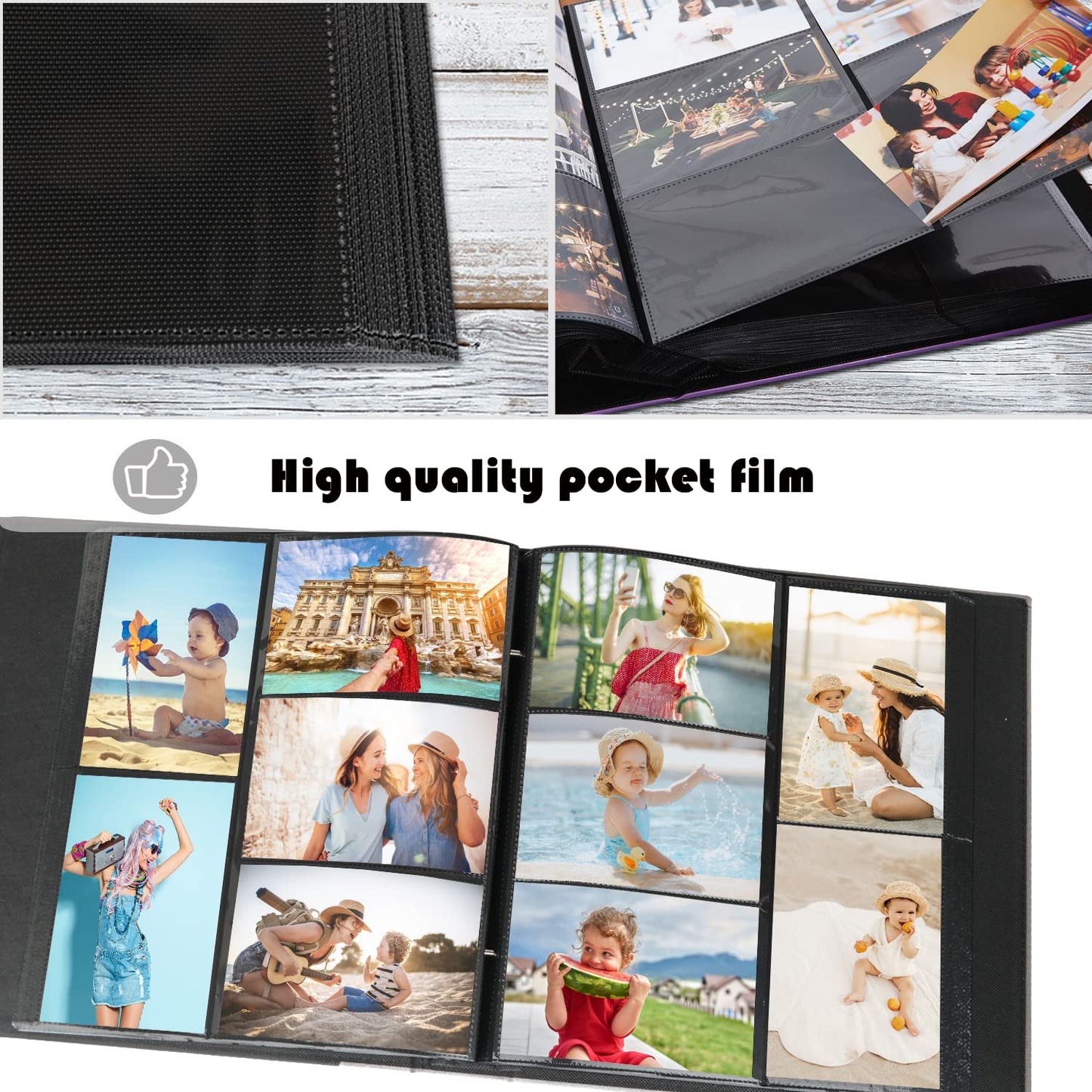Artmag Photo Album 4x6 1000 Photos, Large Capacity Wedding Family Leather Cover Picture Albums Holds Horizontal and Vertical 4x6 photos with Black Pages(Brown)