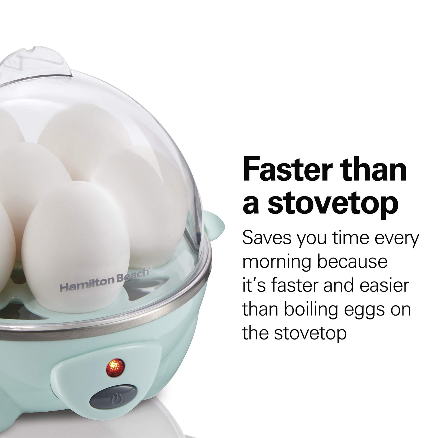 Hamilton Beach 3-in-1 Electric Egg Cooker for Hard Boiled Eggs, Poacher Eggs, Omelet Maker & Vegetable Steamer, Holds 7, Mint (25504)