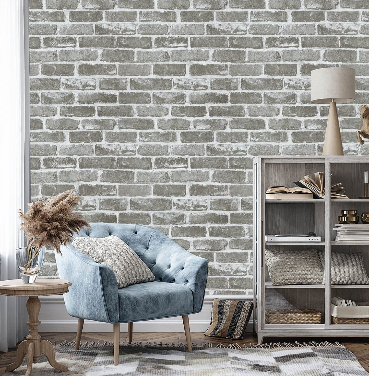 Timeet 17.7"×197" 3D Gray Brick Wallpaper Peel and Stick Wallpaper Self Adhesive Wallpaper Faux Brick Wallpaper Textured Wallpaper for Room Wall Decor Vinyl Film Roll
