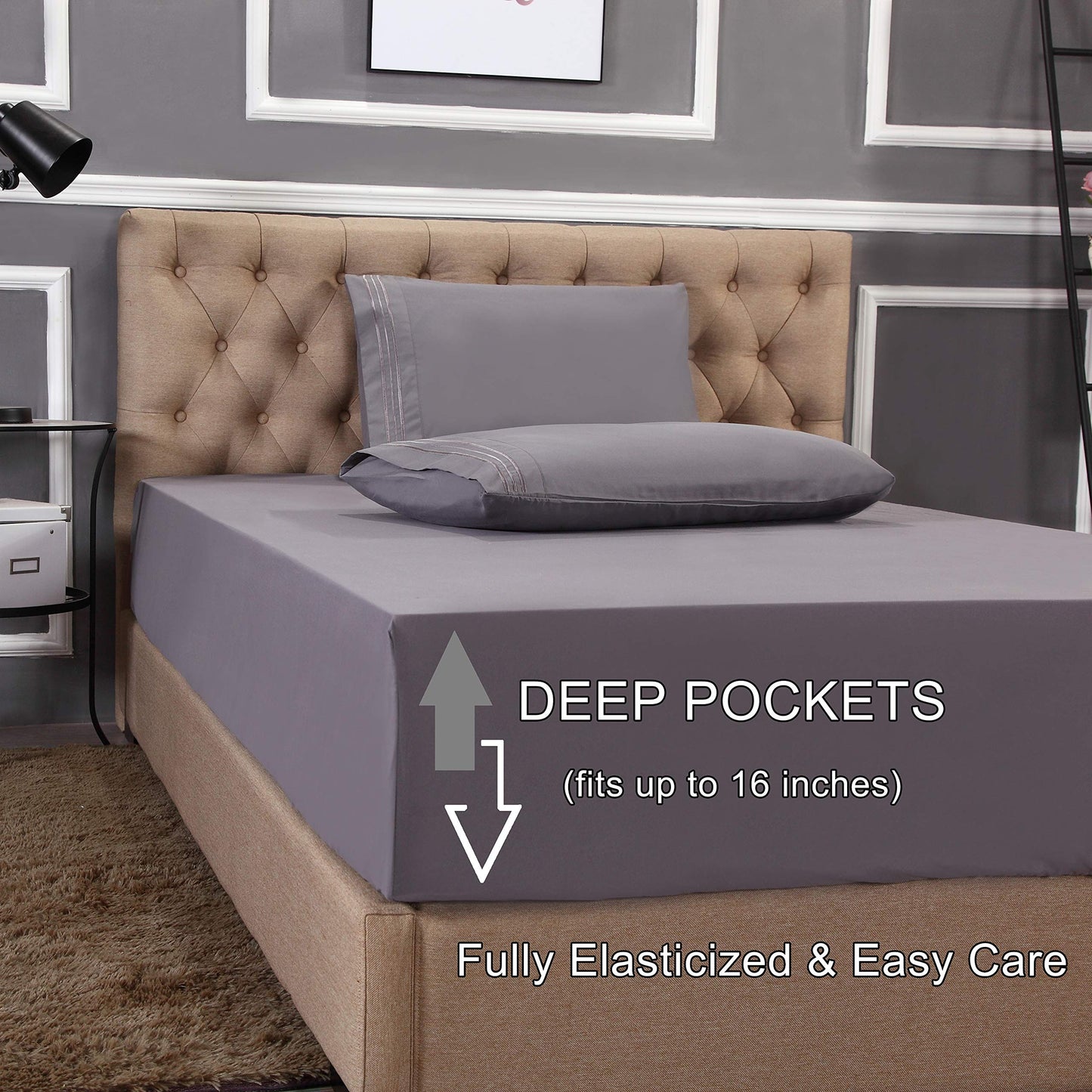 Elegant Comfort 1500 Premier Wrinkle & Fade Resistant Hotel Quality 4-Piece Bed Sheet Set Ultra Soft Luxurious Bed Sheet Set Includes Flat Sheet, Fitted Sheet and 2 Pillowcases