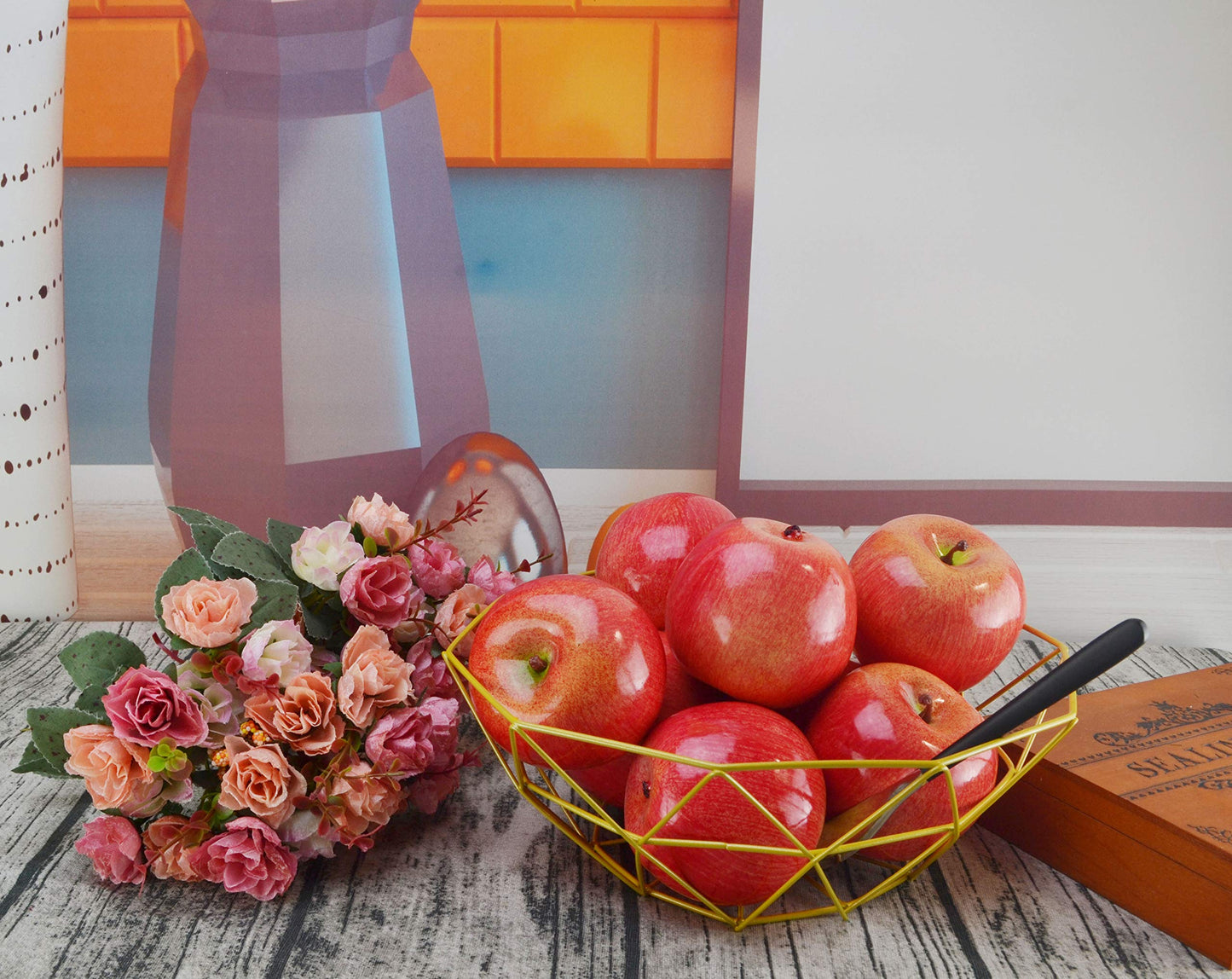 JEDFORE Fake Apples Artificial Red Apples Simulation Lifelike Fruit Set for Home House Kitchen Wedding Party Decoration Photography (8Pcs)