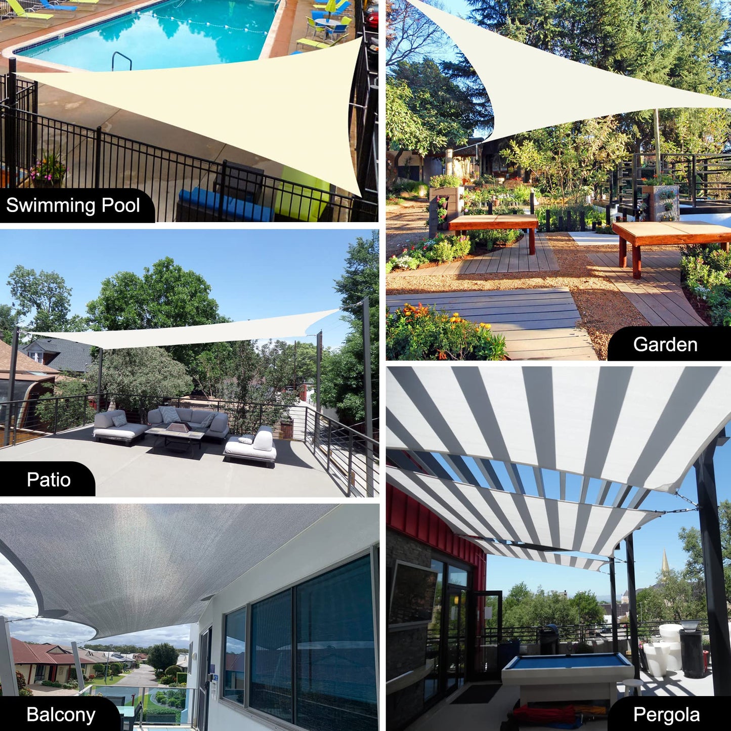 Garden EXPERT 8'x10' Sun Shade Sail Blue Rectangle Canopy Sail Shade Cloth for Patio Garden Outdoor Backyard