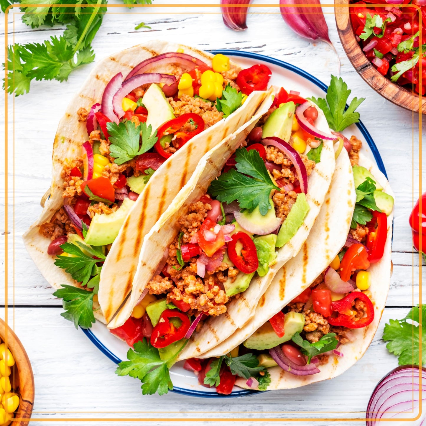 Nostalgia Taco Tuesday Heated Lazy Susan Taco Bar Serving Set for a Party with 4 Tortilla Holders, Fondue Pot for Burritos, Nachos, and Fajitas - 20 Oz. - Red