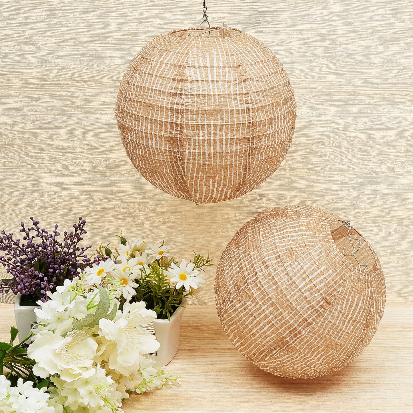 Print Burlap Paper Lanterns Round Chinese Paper Lanterns Decorative Farmhouse Classroom Decor Home Sweet Classroom Paper Lantern Lamps for Birthday Party Ceremonial Event(6 Pcs)