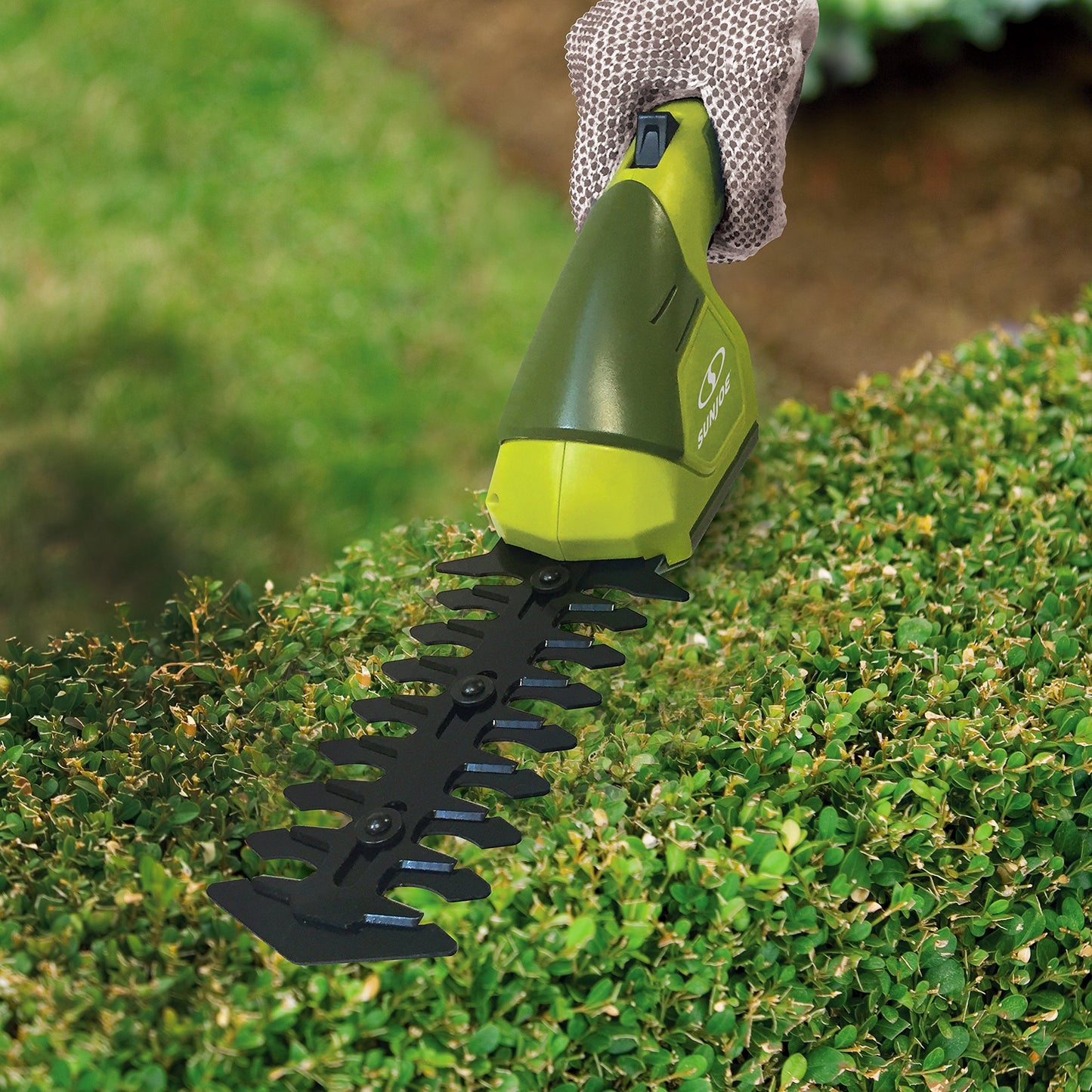 Sun Joe HJ604C Cordless Grass Shear + Shrubber Handheld Trimmer, (w/ Battery + Charger Included), Green, 7.2V