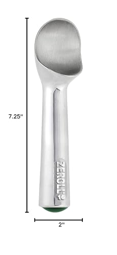 Zeroll Original Ice Cream Scoop with Unique Liquid Filled Heat Conductive Handle Simple One Piece Aluminum Design Easy Release Made in USA, 2.5-Ounce, Silver