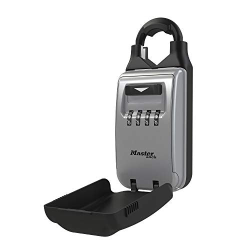 Master Lock Black Portable Key Lock Box with Adjustable Shackle, Set/Reset Combination for Tenants, Guests, Clients, Ideal for Realtors, Landlords or Property Managers, Holds 6 Keys, 5420EC