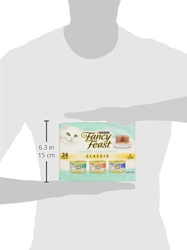 Purina Fancy Feast Seafood Classic Pate Collection Grain Free Wet Cat Food Variety Pack - (Pack of 24) 3 oz. Cans
