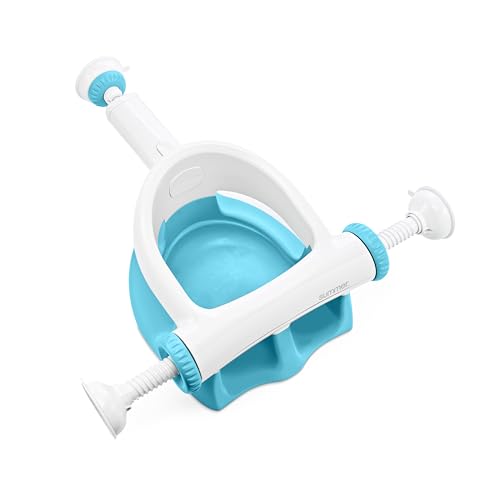 Summer My Bath Seat for Sit-Up Baby Bathing, Sure & Secure Suction Cups, ASTM Safety Tested & Approved, Backrest for Assisted Sitting, Easy Setup & Storage, Aqua