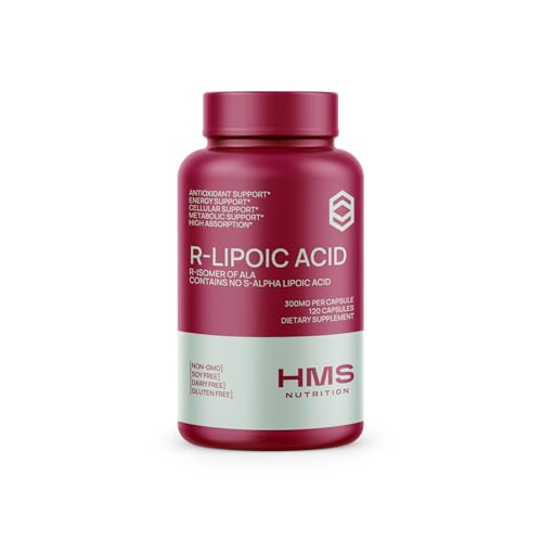 HMS Nutrition R-Lipoic Acid 300mg Per Capsule 120ct 120 Serving 4 Month Supply Vegetable Capsules