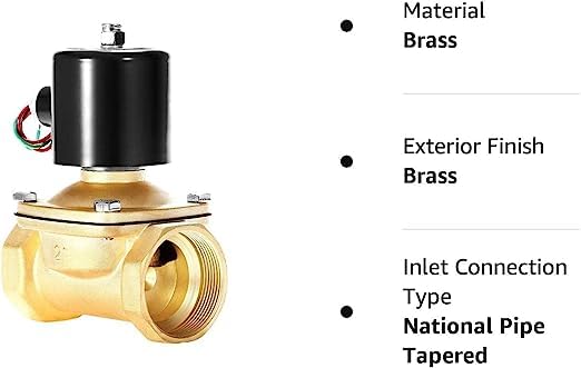 BACOENG Brass Electric Solenoid Valve 2" AC110V (NPT, Normally Closed)