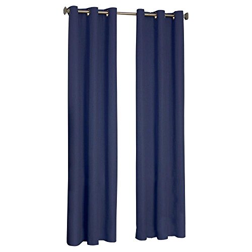 Eclipse Microfiber Total Privacy Blackout Thermal Grommet Window Curtain for Bedroom (1 Panel), 42 in x 84 in, Navy