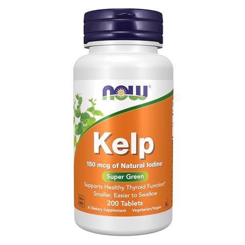 NOW Foods Supplements, Kelp 150 mcg of Natural Iodine, Easier to Swallow Tablet, Super Green, 200 Tablets