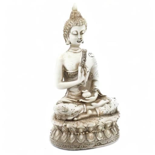 Ornerx Thai Sitting Buddha Statue for Home Decor Ivory 6.7 "