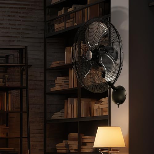 Hurricane 16 Inch Pro High Velocity Corded Electric Classic Oscillating Wall Mount Fan with 3 Speed Settings for Air Circulation, Black