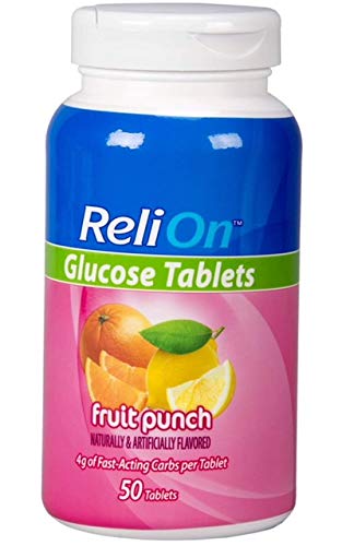 ReliOn Glucose Tablets Bundle of Fruit Punch, Tropical Fruit, Grape, Orange, and Raspberry