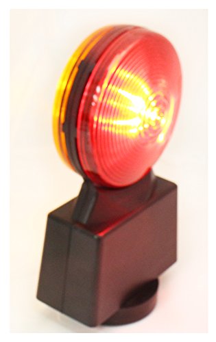 ROAD GENIE Double-Sided Red & Amber Hazard Flasher Light | LED | 4" (10.2 cm) Diameter | Magnetic Base | Perfect for Roadside & Boating Distress Signals | Battery Operated (Batteries Not Included)