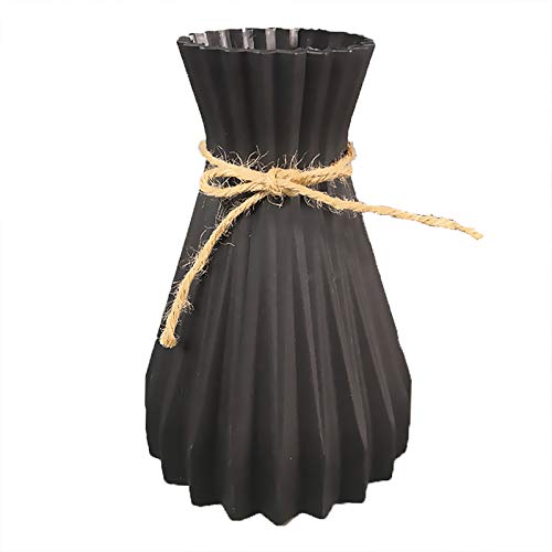 Houkiper Plastic vase, Vases for Flowers Ceramic Look Unbreakable Home Decoration Vase European Wedding for Home Decor, Living Room, Table, Home, Office Black