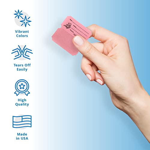 INDIANA TICKET CO. 2,000 Pink Raffle Tickets Double Roll, Premium Quality 50/50 Raffle Tickets, Tickets for Events, Carnivals, Door Prizes, Drinks and More
