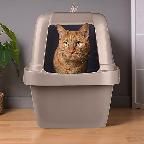 Van Ness Pets Odor Control Large Enclosed Sifting Cat Pan with Odor Door, Hooded, Beige, CP66, L (Pack of 1)