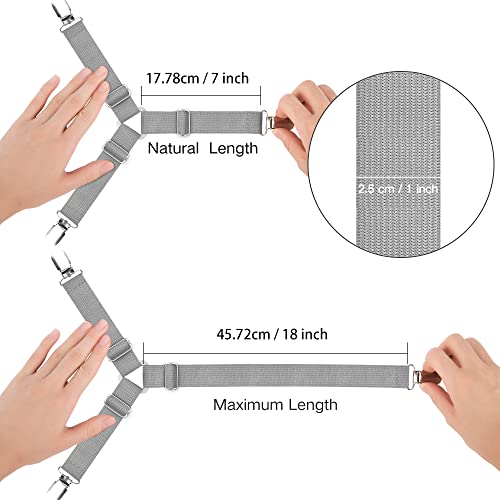 Bed Sheet Fasteners, 4 PCS Adjustable Triangle Elastic Suspenders Gripper Holder Straps Clip for Bed Sheets,Mattress Covers, Sofa Cushion