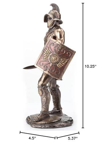 Veronese Design 10 1/4" Tall Spartacus Roman Gladiator Wielding Sword and Shield Statue Cold Cast Resin Antique Bronze Finish Sculpture