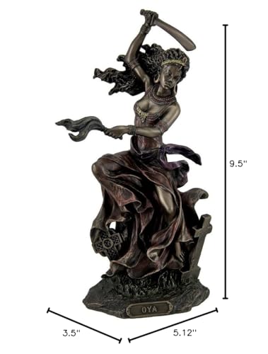 Veronese Design 9.5 Inch Oya Orisha of Wind and Transformation Cold Cast Resin Antique Bronze Finish Altar Statue