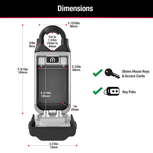 Master Lock Black Portable Key Lock Box with Adjustable Shackle, Set/Reset Combination for Tenants, Guests, Clients, Ideal for Realtors, Landlords or Property Managers, Holds 6 Keys, 5420EC