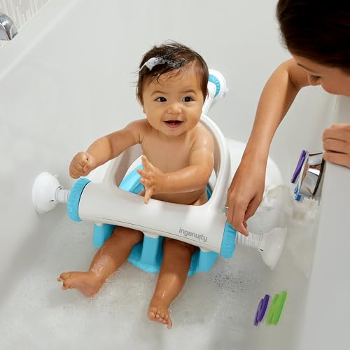 Summer My Bath Seat for Sit-Up Baby Bathing, Sure & Secure Suction Cups, ASTM Safety Tested & Approved, Backrest for Assisted Sitting, Easy Setup & Storage, Aqua