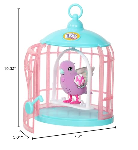 Little Live Pets - Lil' Bird & Bird Cage: Polly Pearl, New Light Up Wings with 20 + Sounds, and Reacts to Touch