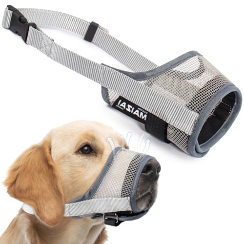 Coppthinktu Dog Muzzle, Soft Mesh Muzzle for Small Medium Large Dog Mouth Guard, Breathable Dog Muzzles to Prevent Biting Barking, Adjustable Dog Mouth Cover Muzzle for Dog Allow Panting Drinking
