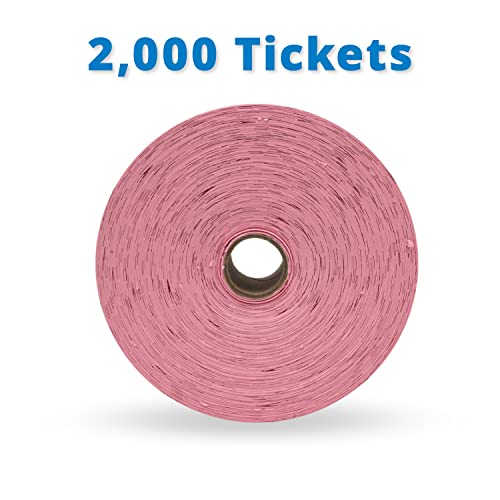 INDIANA TICKET CO. 2,000 Pink Raffle Tickets Double Roll, Premium Quality 50/50 Raffle Tickets, Tickets for Events, Carnivals, Door Prizes, Drinks and More