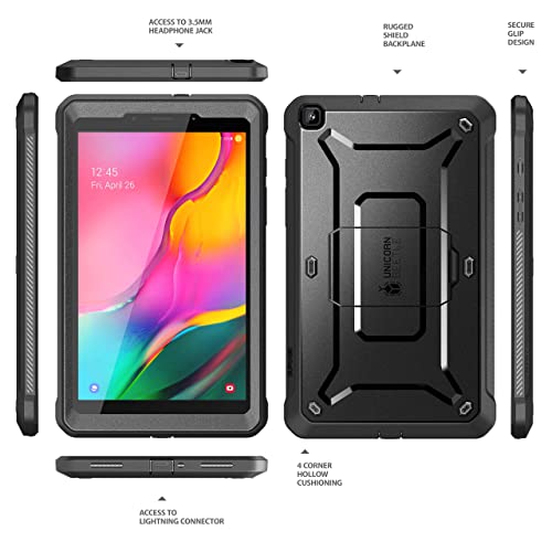 SUPCASE for Samsung Galaxy Tab A 8.0 Case SM-T295/SM-T290 (Unicorn Beetle Pro), [Built-in Screen Protector & Stand] Full-Body Heavy Duty Protective Tablet Case for Galaxy Tab A 8.0 (2019), Black