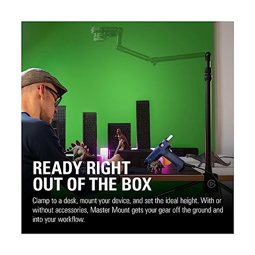Elgato Master Mount L - Premium Desk Clamp with Pole extendable up to 125cm/49in and 1/4 inch Thread to Mount Lights,Cameras, and Microphones,perfect for Streaming, Videoconferencing and Studios,Black