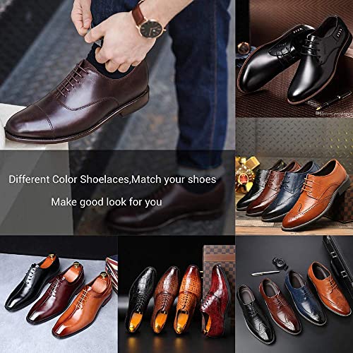 Smaior 9 Pairs Dress Shoe Laces, Colored Waxed Round Oxford Shoelaces for Dress Shoes Chukka 3/32Inch Thin