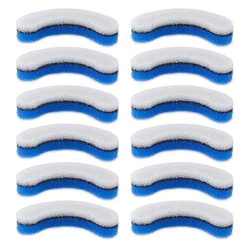 PetStandard Replacement Premium Water Filter for NPET WF050 Transparent Water Fountain. Arc-Shaped, Washable Pet Fountain filters with Triple Filtration System, Pack of 12