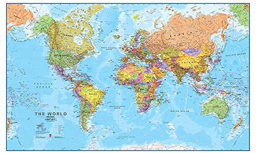 Maps International Giant World Map Poster – Mega-Map of The World – Front Lamination - 46 x 80