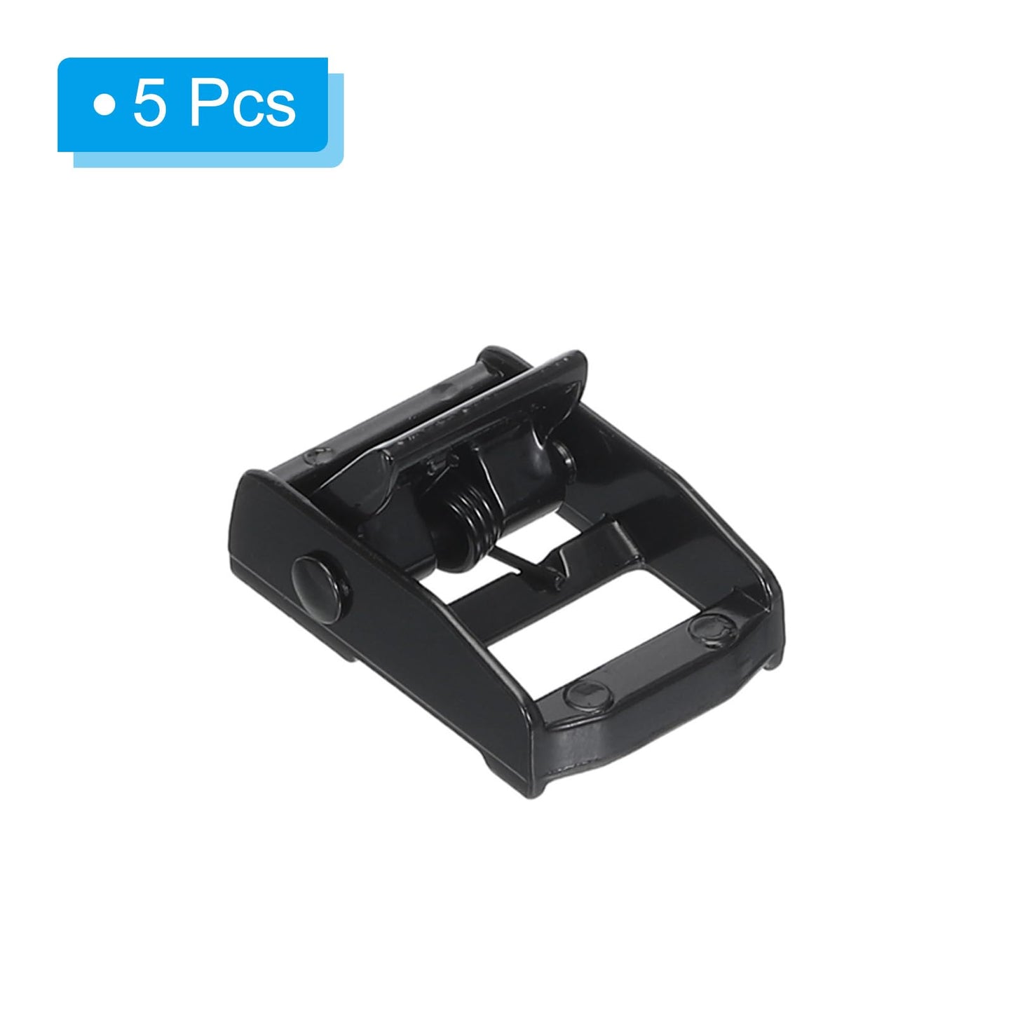 PATIKIL Cam Buckle, 5 Pack Metal Press Lock Fasteners 1.34" for 3/4" 19mm Tie Down Webbing Strap, Black