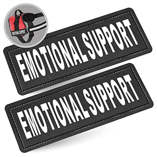 Industrial Puppy Emotional Support Dog Patch Tag with Hook Back - Reflective Lettering on ESA Patch for Vest, Harness, or Collar - Set of Two Emotional Support Dog Patches for ESA Vest