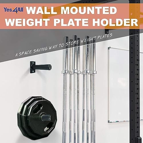 Yes4All Wall Mounted Weight Plate Holder - Fit 2inch Olympic Weight Plates, Protective Rubber Pad (Single)