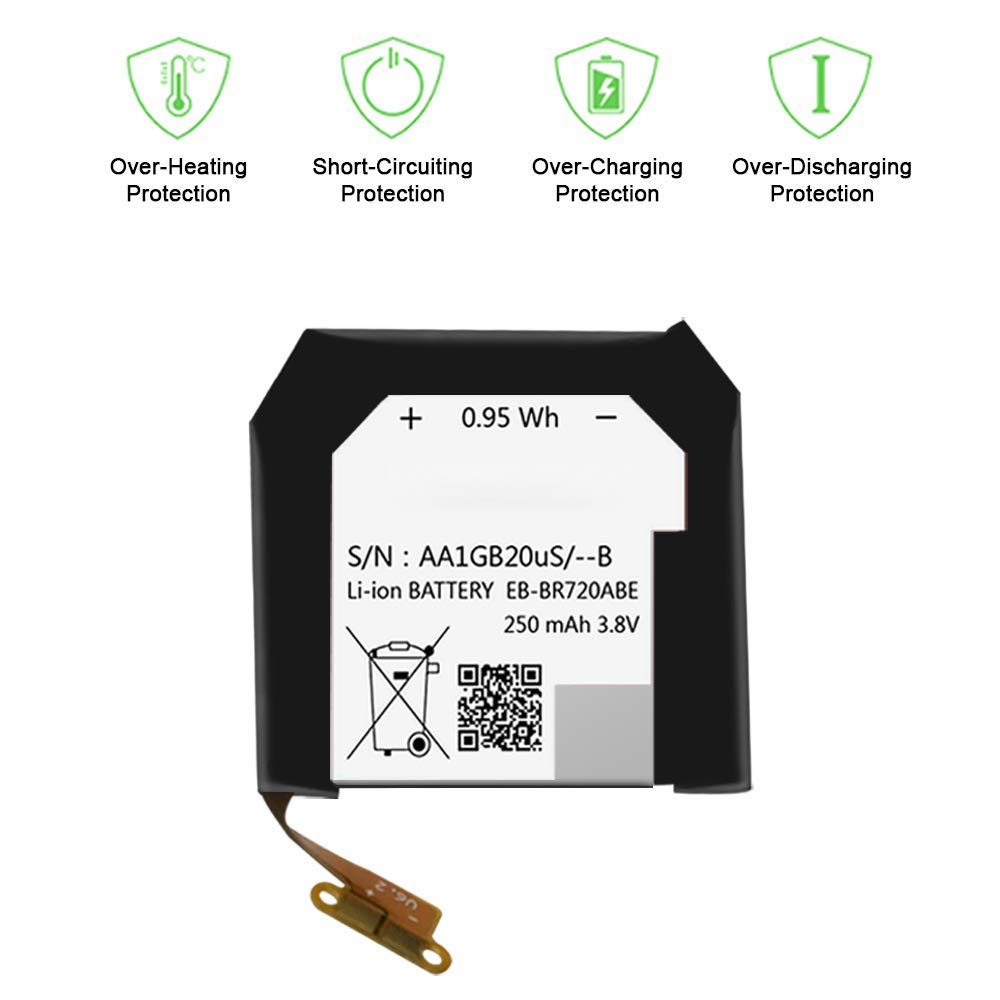 EB-BR720ABE Battery for Samsung Gear S2 Classic SM-R732/Gear S2 SM-R720 Smart Watch SM-R7200ZWAXAR SM-R7200ZKAXAR Replacement Battery with [Set of Screws] and Adhesive Tool Repair Kit