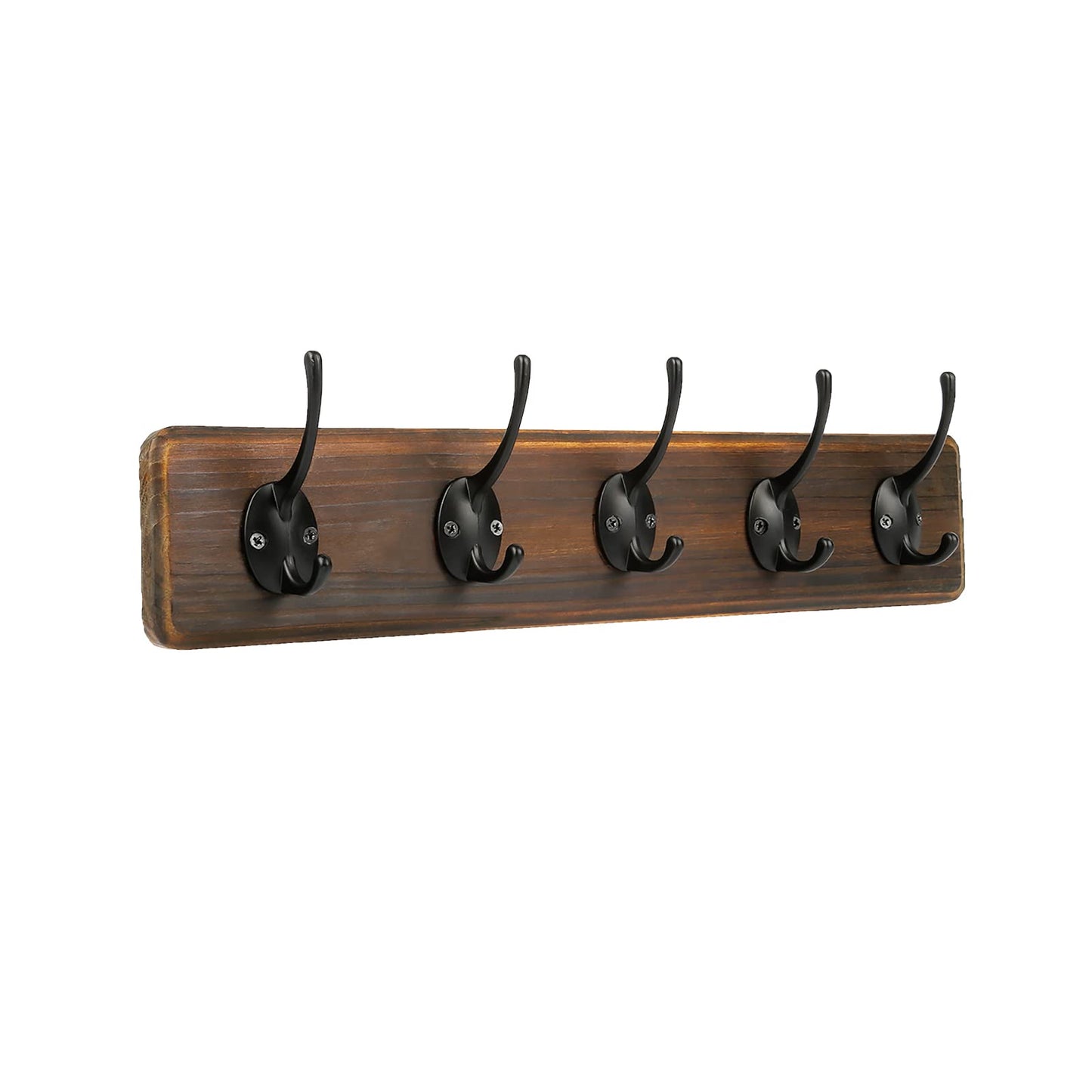 PHINGEER Rustic Wall Mounted Coat Hook Rack Heavy Duty Wooden Entryway Hanging Coat Rack with 5 Decorative Hooks for Entryway Mudroom Kitchen Bathroom Living Room Foyer Hallway (brown-1pack, 5 Hooks)