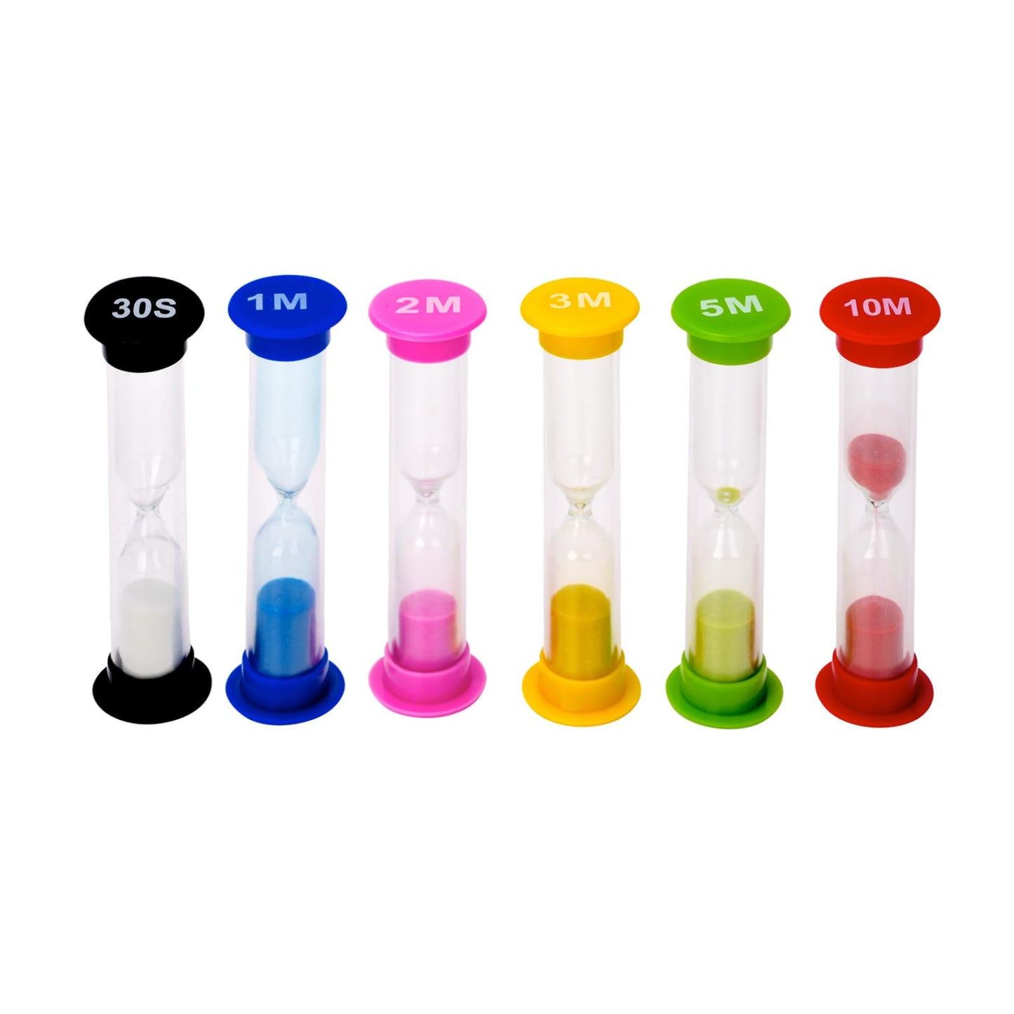 I-MART Plastic Sand Timer Sandglass Hourglass Sand Clock Timer 30 sec, 1 min, 2 mins, 3 mins, 5 mins, 10 mins (Pack of 6)