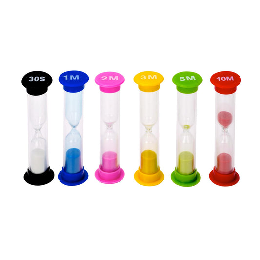 I-MART Plastic Sand Timer Sandglass Hourglass Sand Clock Timer 30 sec, 1 min, 2 mins, 3 mins, 5 mins, 10 mins (Pack of 6)