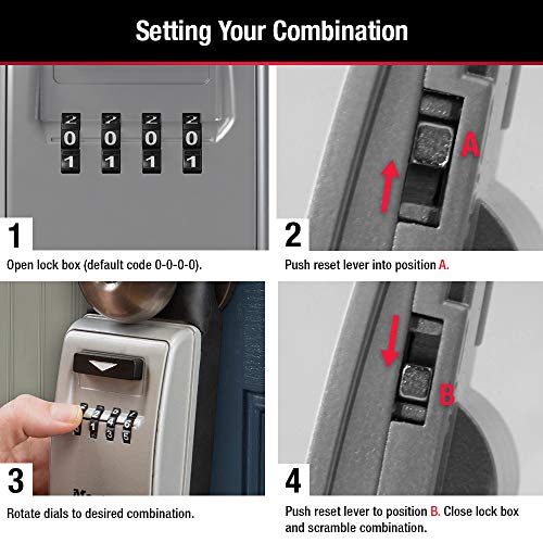 Master Lock Black Portable Key Lock Box with Adjustable Shackle, Set/Reset Combination for Tenants, Guests, Clients, Ideal for Realtors, Landlords or Property Managers, Holds 6 Keys, 5420EC