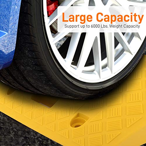 Pyle Portable Lightweight Plastic Curb Ramps - 2PC Heavy Duty Plastic Threshold Ramp Set for Driveway, Loading Dock, Sidewalk, Car, Truck, Scooter, Bike, Motorcycle, Wheelchair Mobility