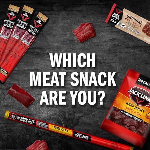 Jack Link's Beef Sticks, Original – Protein Snack, Meat Stick with 6g of Protein, Made with 100% Beef, Individually Wrapped Beef Snack Sticks – 0.92 Oz. (20 Count)
