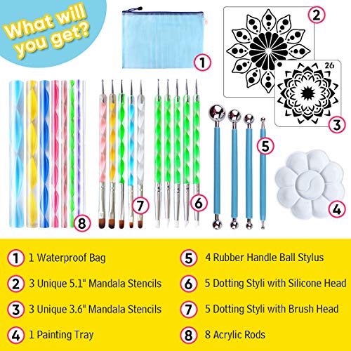 CH HAICHENG 30 PCS Mandala Painting Tools Mandala Dotting Tools for Painting Mandala Rocks, Nail Dotting and Art Drawing Supplies