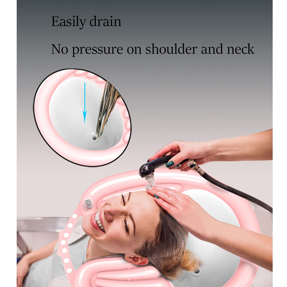 Inflatable Washing Hair Basin, Portable Shampoo Bowl for The Elderly, Disabled, Bedridden and Handicapped, Portable Hair Washing Sink for Pregnant Woman
