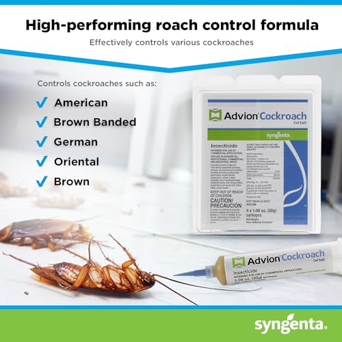 Advion Cockroach Gel Bait, 4 Tubes x 30-Grams, 1 Plunger and 2 Tips, German Roach Insect Pest Control, Indoor and Outdoor Use, Roach Killer Gel for